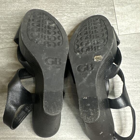 GB Gianni Bini Black Leather Strappy Wedge Heel ~Size 8 - Picture 6 of 6